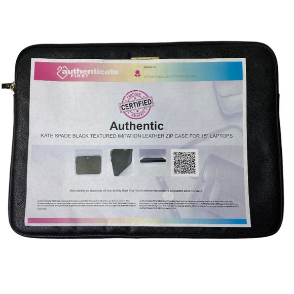 Kate Spade Black Textured Padded Zip 13” Laptop Case With COA - Picture 3 of 12